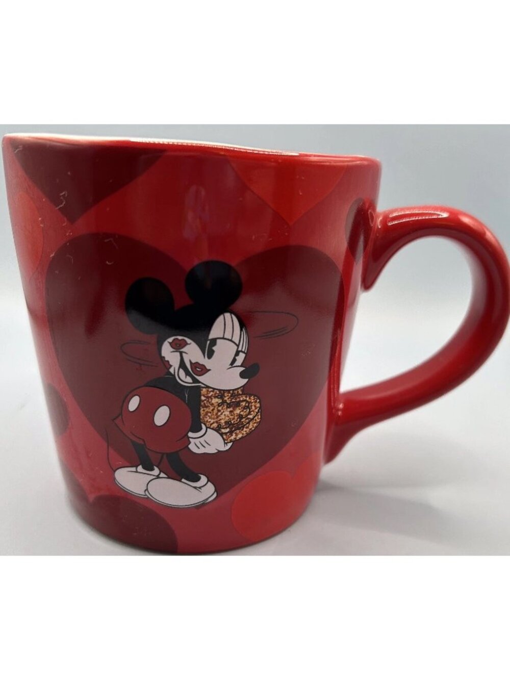 Disney Mickey Mouse Valentines Hearts Made with Love Coffee Mug Cup 13 oz
